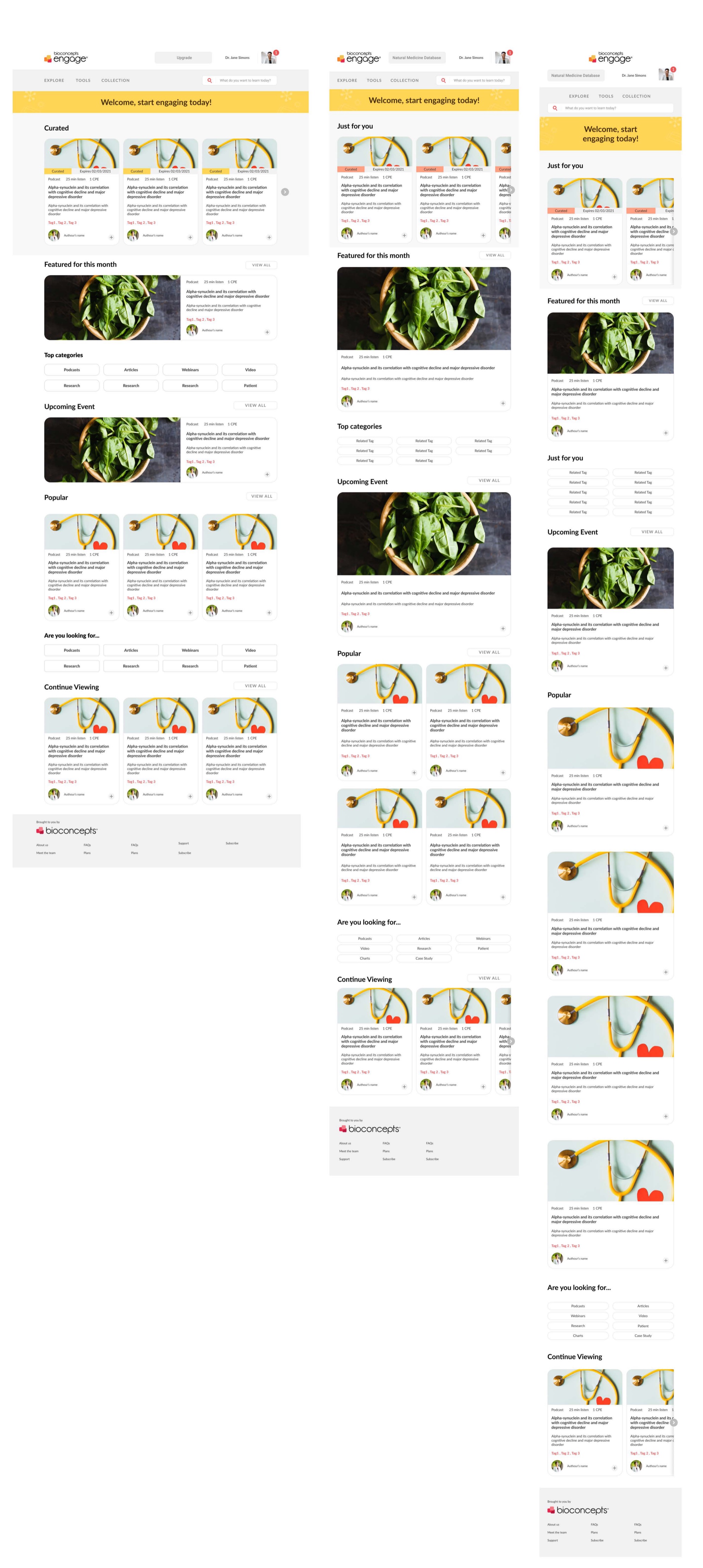 BioConcepts Engage personalised dashboard