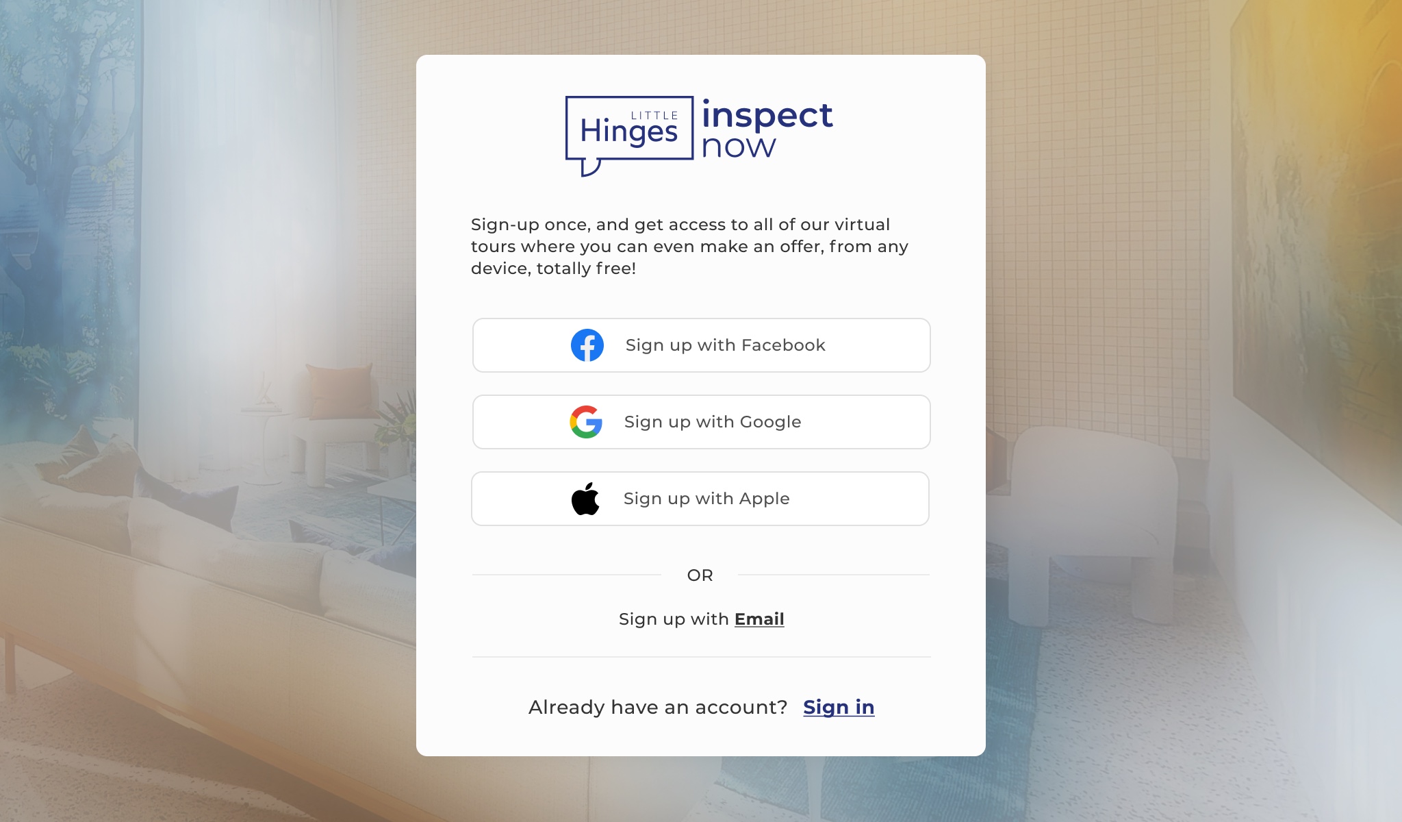 Sign up — desktop